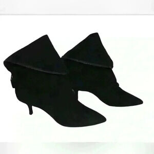 Georges Rech Paris Boots all Leather Black Velvet size 40 low heels 3.5”